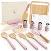 Wooden Cooking & Baking Set for Kids - Safe & Real Kitchen Tools Give Toddlers a Fun Cooking Experience - Durable Utensils are Perfect for Gifting to Create Lasting Family Memories view 1