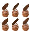 18pcs Brown Glitter Dessert Cupcake Topper Pick for Funny Excrement Poop Theme Decor Supplies Men Women Happy Birthday Party Decoration view 1