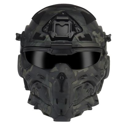 Aetheria Helmet Built-in Communication HD Earphones, Anti-Fog Fan, Night Vision Device Bracket, Full-Face Halloween CS Helmet Mask for Outdoor Activities