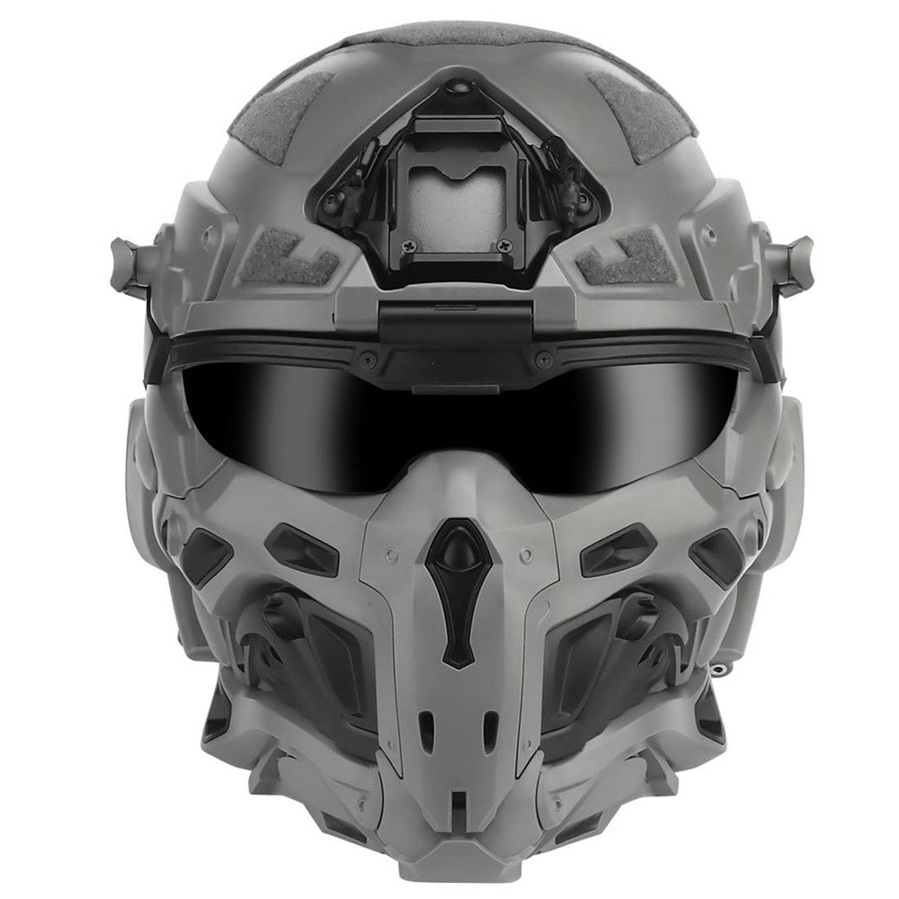 Aetheria Helmet Built-in Communication HD Earphones, Anti-Fog Fan, Night Vision Device Bracket, Full-Face Halloween CS Helmet Mask for Outdoor Activities