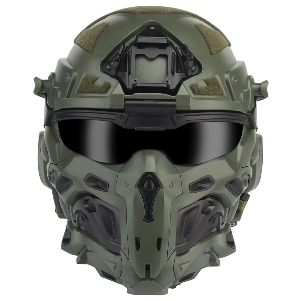 Aetheria Helmet Built-in Communication HD Earphones, Anti-Fog Fan, Night Vision Device Bracket, Full-Face Halloween CS Helmet Mask for Outdoor Activities
