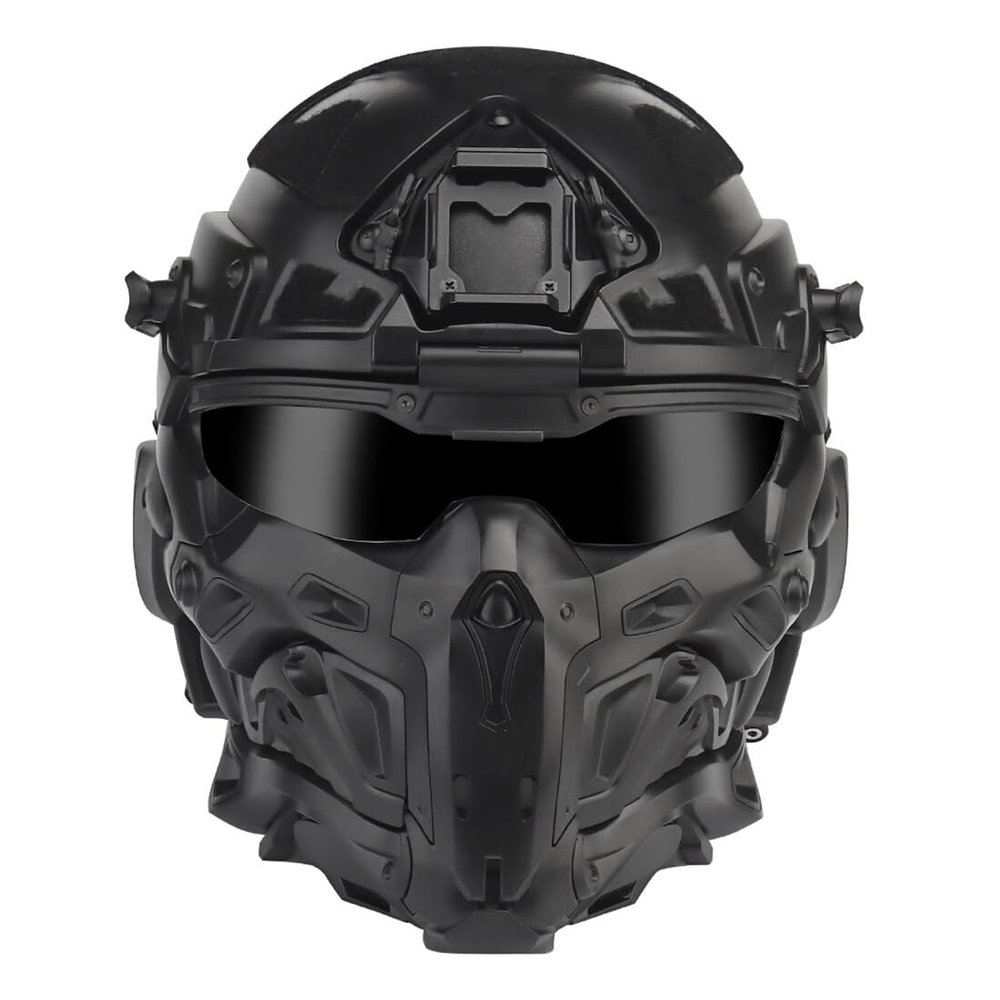 Aetheria Helmet Built-in Communication HD Earphones, Anti-Fog Fan, Night Vision Device Bracket, Full-Face Halloween CS Helmet Mask for Outdoor Activities