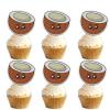 18pcs Brown Glitter Cute Coconut Dessert Cupcake Topper Pick for Summer Hawaiian Tropical Fruit Theme Decor Supplies Baby Shower Men Women Boys Girls Happy Birthday Party Decorations view 1