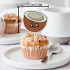 18pcs Brown Glitter Cute Coconut Dessert Cupcake Topper Pick for Summer Hawaiian Tropical Fruit Theme Decor Supplies Baby Shower Men Women Boys Girls Happy Birthday Party Decorations view 2