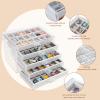 90 Grid Rock Collection Display Case, 5 Drawers Display Cabinet Fossil, Rock Collection Box for Collectibles Crystal /Rock Collectibles Crystal Display Case Holder Shadow Boxes view 2