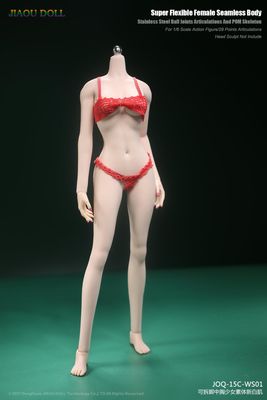1/6 Scale Female Body Teenage Girl Narrow Shoulder Middle Chest Super Flexible Seamless Body with Detachable Feet Soldier Action Figure Doll (Excluded Head 3rd generation JOQ-15C-WS01 new white)
