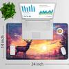 JVGFYNKL for TCG Playmat with Zones, 24x14 in Non-Slip Rubber for MTG Playmat with Drawstring Travel Pouch and 6 Dice, for MTG Mat, Cute Deer Landscape Pattern Card Game Playmats view 2