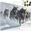 JVGFYNKL for TCG Playmat with Zones, 24x14 in Non-Slip Rubber for MTG Playmat with Drawstring Travel Pouch and 6 Dice, for MTG Mat, Arctic Wolf Pattern Card Game Playmats view 1
