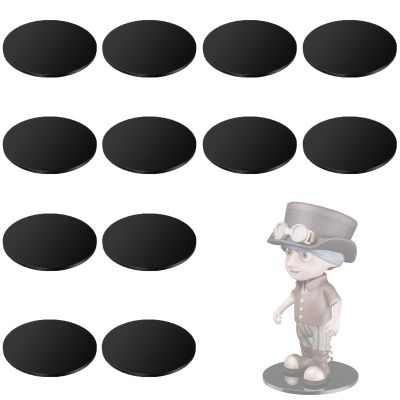 Cosmos 12 Pcs Round Action Figure Stand Base Acrylic Figure Display Stands Miniature Bases Mini Doll Model Display Holder Accessories for Figures, Dolls, Small Collectibles (Solid Black, 50mm)