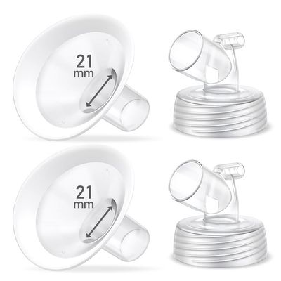 2 Packs 21mm Flange Set, Updated Soft Rim Shield and Wide Mouth Base Connector Pump Parts for Spectra S2 Spectra S1 9 Plus Breastpumps Accessories, 106 Degree Wider Opening Angel