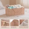 HBlife Large Baby Diaper Caddy Organizer Pink, Paper Rope Storage Baskets Nursery Bin with Removable Divider, Portable Car Organizer for Diapers, Baby Shower Gifts, Newborn Essentials Must Haves view 2