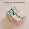 HBlife Large Baby Diaper Caddy Organizer Pink, Paper Rope Storage Baskets Nursery Bin with Removable Divider, Portable Car Organizer for Diapers, Baby Shower Gifts, Newborn Essentials Must Haves view 3