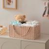 HBlife Large Baby Diaper Caddy Organizer Pink, Paper Rope Storage Baskets Nursery Bin with Removable Divider, Portable Car Organizer for Diapers, Baby Shower Gifts, Newborn Essentials Must Haves view 4