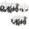 Ephlyn 1Pcs Happy Birthday Cake Topper Glitter Cake Pick for Celebrating Anniversary Theme Party Cake Decorations Supplies Black and Silver view 3