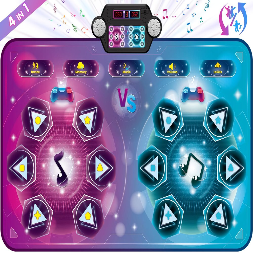 maysida Dance Mat Toy Gift for Kids ages 3-12, Dancing Music Playmat with 12 Key, Large Size (59*38 in), Double User Challenge Game Christmas Birthday Gift for Girls Boys 5 6 7 8 9 10 11 12 Year Old