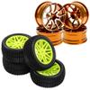 12mm Hex Wheel Rims & OD 88mm/3.46" Rubber Tires with Foam Front Rear Wheel & Aluminum Alloy 1/10 On-Road Racing Touring Drift Car Wheel Rims 12mm Hex Hub 26mm Width view 1