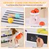 GLACER Ice Cream Cart for Kids - Wood Grocery Store Pretend Play with Making Counter, Produce Scale, Chalkboard, Bell, Wheels, Canopy, Portable Ice Cream Stand for Boys Girls (White) view 3
