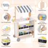GLACER Ice Cream Cart for Kids - Wood Grocery Store Pretend Play with Making Counter, Produce Scale, Chalkboard, Bell, Wheels, Canopy, Portable Ice Cream Stand for Boys Girls (White) view 4