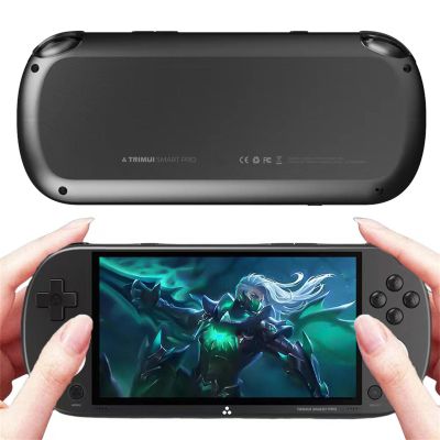 Smart Pro Handheld Game Console, Open Source Retro Arcade, 4.96 Inch IPS Screen, Linux System, 5000mAh Battery, WiFi Multiplayer, 128GB SD Card (White)