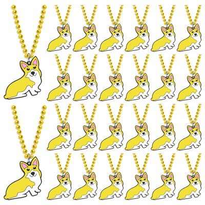 KeeStar 24 Pack Corgi Necklace Party Favors for Animal Themed Party, Baby Shower, Birthday, School Carnival Rewards, Photography Props, Home Decorations, Classroom Prize