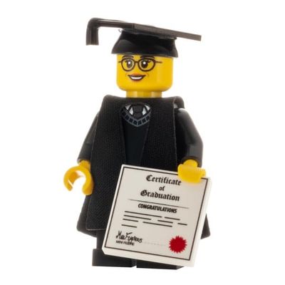 Minifigures.com Custom Design Minifigure - Female Graduate - Adult Collectors Edition, Black