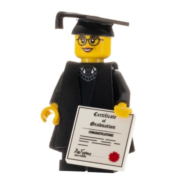 Minifigures.com Custom Design Minifigure - Female Graduate - Adult Collectors Edition, Black