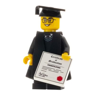 Minifigures.com Custom Design Minifigure - Male Graduate - Adult Collectors Edition, Black