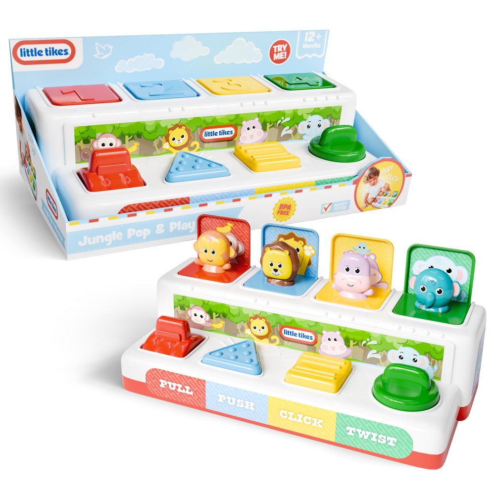 Lollipop Little Tikes Pop and Play Pals - Pop-Up Action Toy for Toddlers - Pull, Push, Click, Twist - Develop Motor Skills and Exploration Montessori Learning Toy