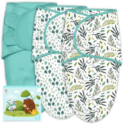 Cute Castle 3-Pack Baby Swaddle Sleep Sacks - Newborn Swaddle Sack - Ergonomic Baby Swaddles Blanket Warp for Boys and Girls - Baby Essentials (0-6 Months - Green)