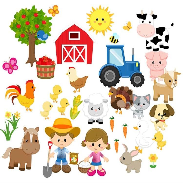 Story Time Felts 37 Piece Farm Animals Felt Figures for Flannel Board Small Set