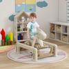 Qaba 5 in 1 Kids Rocking Horse for Toddlers, Kids Spring Rocking Toy Balance Bike Push Cart with Detachable Base, Horse-Shaped Rocker with Safety Guardrails, Footrests, Push Handle, Cream White view 2