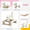 Qaba 5 in 1 Kids Rocking Horse for Toddlers, Kids Spring Rocking Toy Balance Bike Push Cart with Detachable Base, Horse-Shaped Rocker with Safety Guardrails, Footrests, Push Handle, Cream White view 3
