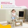 Qaba 5 in 1 Kids Rocking Horse for Toddlers, Kids Spring Rocking Toy Balance Bike Push Cart with Detachable Base, Horse-Shaped Rocker with Safety Guardrails, Footrests, Push Handle, Cream White view 4