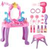 Vanity Makeup Table Toy for Kids, Toddler Girl Pretend Play Makeup Accessories- Princess Dress Up Set, Music Piano & Lights, Adjustable Mirror, Hairdryer, Mermaid Table & Chair Kit, Birthday Gift view 1