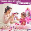 Vanity Makeup Table Toy for Kids, Toddler Girl Pretend Play Makeup Accessories- Princess Dress Up Set, Music Piano & Lights, Adjustable Mirror, Hairdryer, Mermaid Table & Chair Kit, Birthday Gift view 4