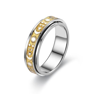 Blowin Golden Anxiety Ring for Women Stainless Steel Band Fidget Ring Sun Moon Star Spinner Ring Stress Anxiety Relief Rings (9)