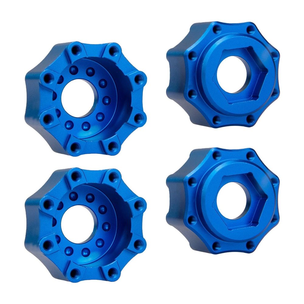4X Wheel Hubs Upgrades Part Splined Wheel Hubs Hex Wheel Hex Hubs Adapter for 1/7 RC Car Vehicle Hobby DIY Accessories(Normal Blue)