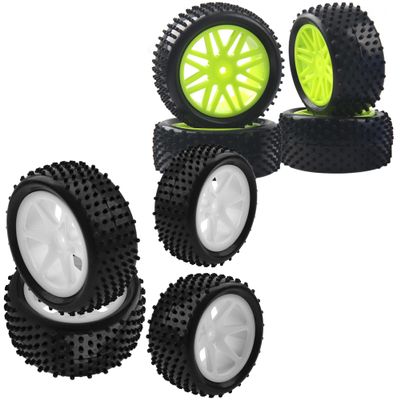 12mm Hex Plastic Wheel Rims & OD 88mm/3.46" Rubber Tire Front Rear Tyre & 16-Spoke OD 86mm/3.38'' 16-Spoke 12mm Hex Hub Wheel Rims & Rubber Tires