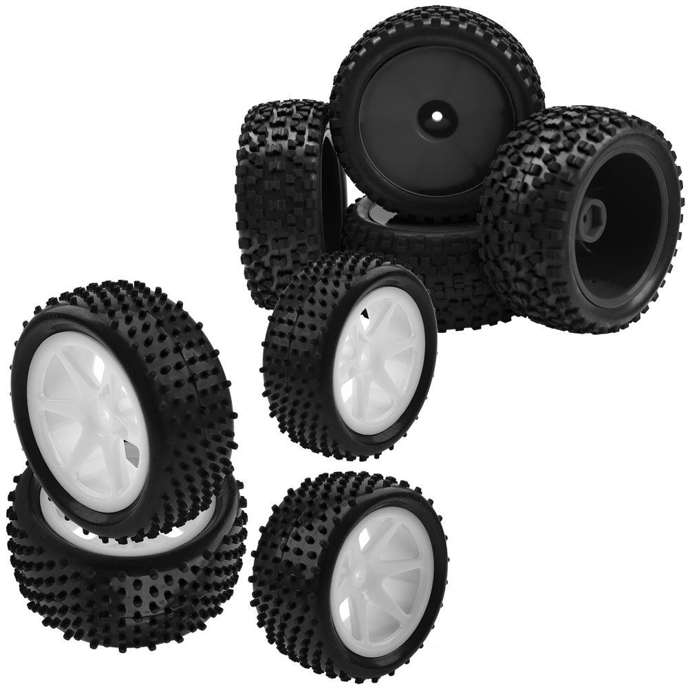 12mm Hex Plastic Wheel Rims & OD 88mm/3.46" Rubber Tire Front Rear Tyre & OD 88mm/3.46" Front and Rear Rubber Tire Tyre & Plastic Wheel Rims 12mm Hex Hub