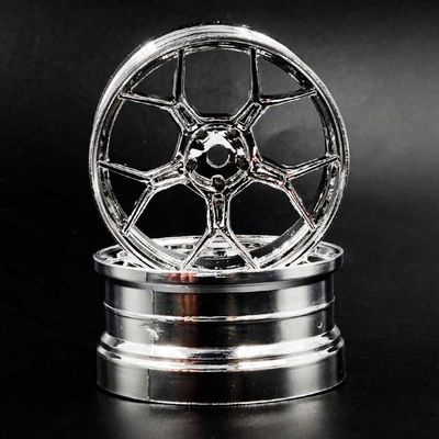 DS Racing 2PCS 1/10 RC Feathery Light Split Spoke Drift Wheels Rims, New Version 8mm Offset, 7gram, Compatible w/Yokomo YD MD RD, MST RMX, Reve D RDX, Redcat RDS, HPI, Tamiya TT (Chrome)