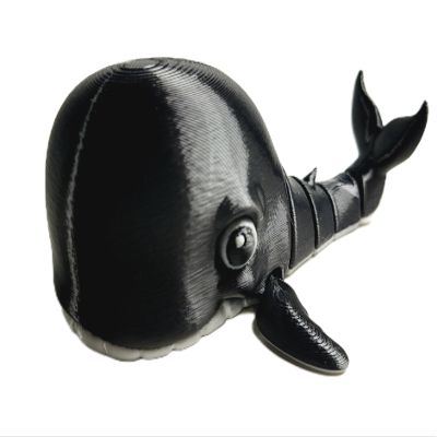 FlexiMech Big Whale Fully Articulated Ocean Mammal 3d Printed 6.5" Long Fidget Toy (Black Chrome)