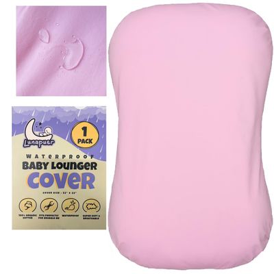 100% Waterproof Baby Lounger Cover - 2-Ply Organic Cotton Slipcovers Keep Your Lounger Clean & Your Baby Comfy - Machine Washable - (Lounger Not Included) - Pink