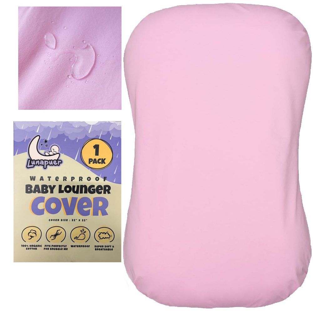 100% Waterproof Baby Lounger Cover - 2-Ply Organic Cotton Slipcovers Keep Your Lounger Clean & Your Baby Comfy - Machine Washable - (Lounger Not Included) - Pink