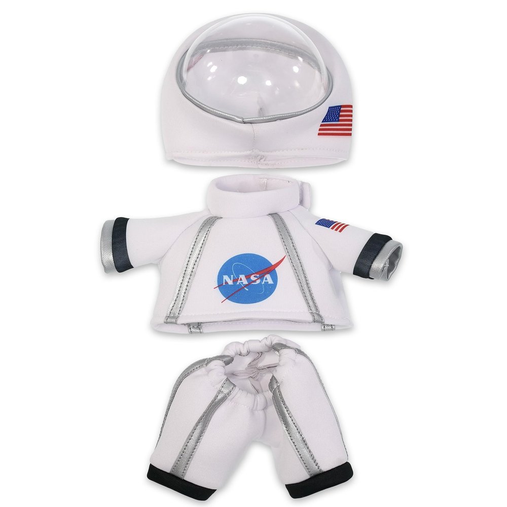 DolliBu Astronaut Dress Up Set for Teddy Bear Plush - Astronaut Clothes for Stuffed Animals with Jacket, Helmet, and Pants, Create NASA Space Toys for Kids - Small