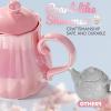 Giant bean Porcelain Tea Set, Pearl Pink Real Tea Party Set for Little Girls, British Royal Princess Series Teapot & Cup & Saucer & Sugar Bowl & Suitcase, for Little Kids Toddlers view 4