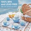 Giant bean Porcelain Tea Set, Gradient Blue Real Tea Party Set for Little Girls, British Royal Princess Series Teapot & Cup & Saucer & Sugar Bowl & Suitcase, for Little Kids Toddlers view 2