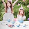 Giant bean Porcelain Tea Set, Gradient Blue Real Tea Party Set for Little Girls, British Royal Princess Series Teapot & Cup & Saucer & Sugar Bowl & Suitcase, for Little Kids Toddlers view 3