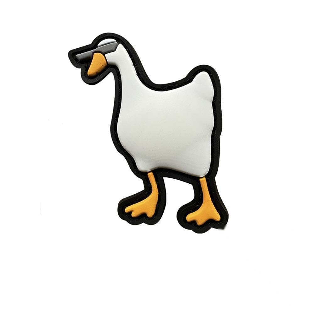 Cartoon Cute Little White Goose PVC Soft Glue Morale Badge Children Backpack Decoration Patch (Goose with dark Glasses)