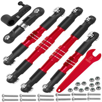 RcarmubWow RC 7075 Turnbuckles Links w/ 25T Servo Arm Upgrades Part for 1/7 Infraction 6S BLX,Felony 6S BLX,Limitless,1/8 Typhon 6S BLX,Alloy Linkage Steering Tie Rod & Servo Arm,Red