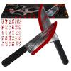 2Pcs Fake Chucky Knife with 30pcs Tattoo Stickers,Halloween Bloody Ghostface Props Toy Knife Set Horror Movie Scream Props Knife Scary for Halloween Costume Cosplay Accessories and Makeup Parties view 1
